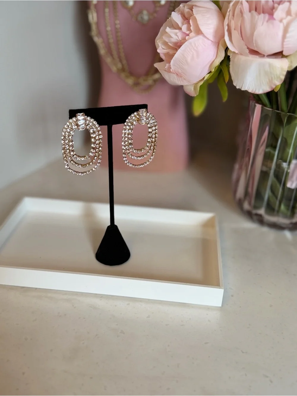 Nordstrom Sparkling Gold Crystal 2 inch Drop Earrings - Gold